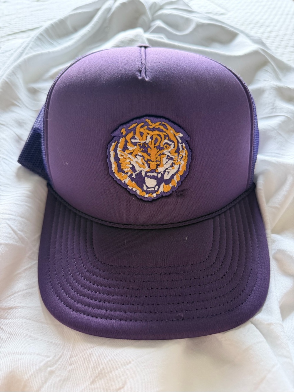 Purple Trucker Hat with LSU Tiger Patch